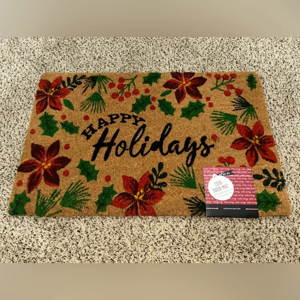 Poinsettia Christmas Doormat